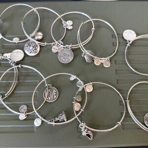 Set of 10 ALEX AND ANI Bracelets bangles- silver, various designs